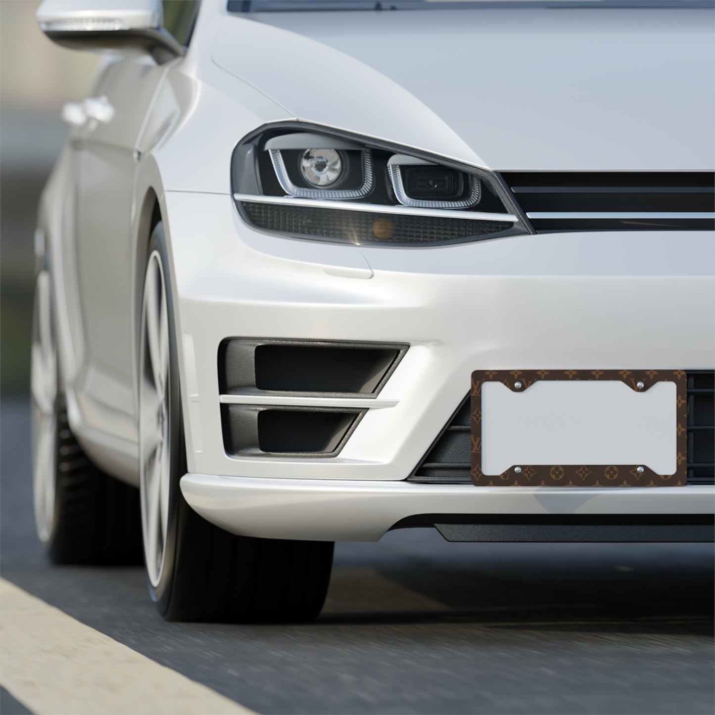 Brown Monogram Metal License Plate Frame