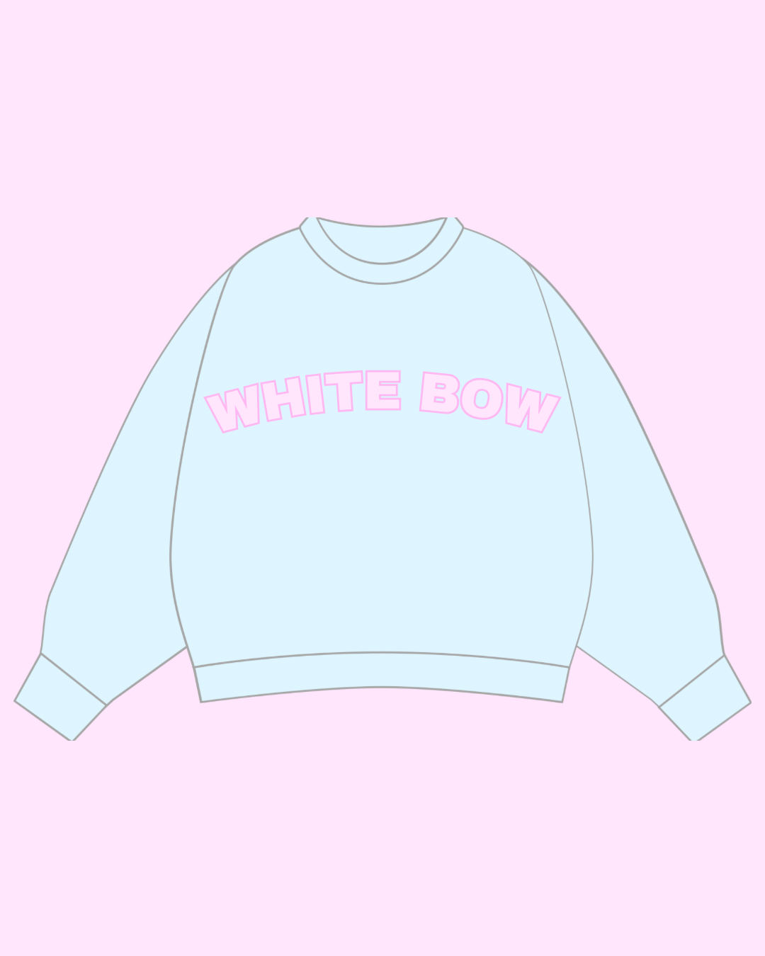 White Bow Embroidered Mock Neck