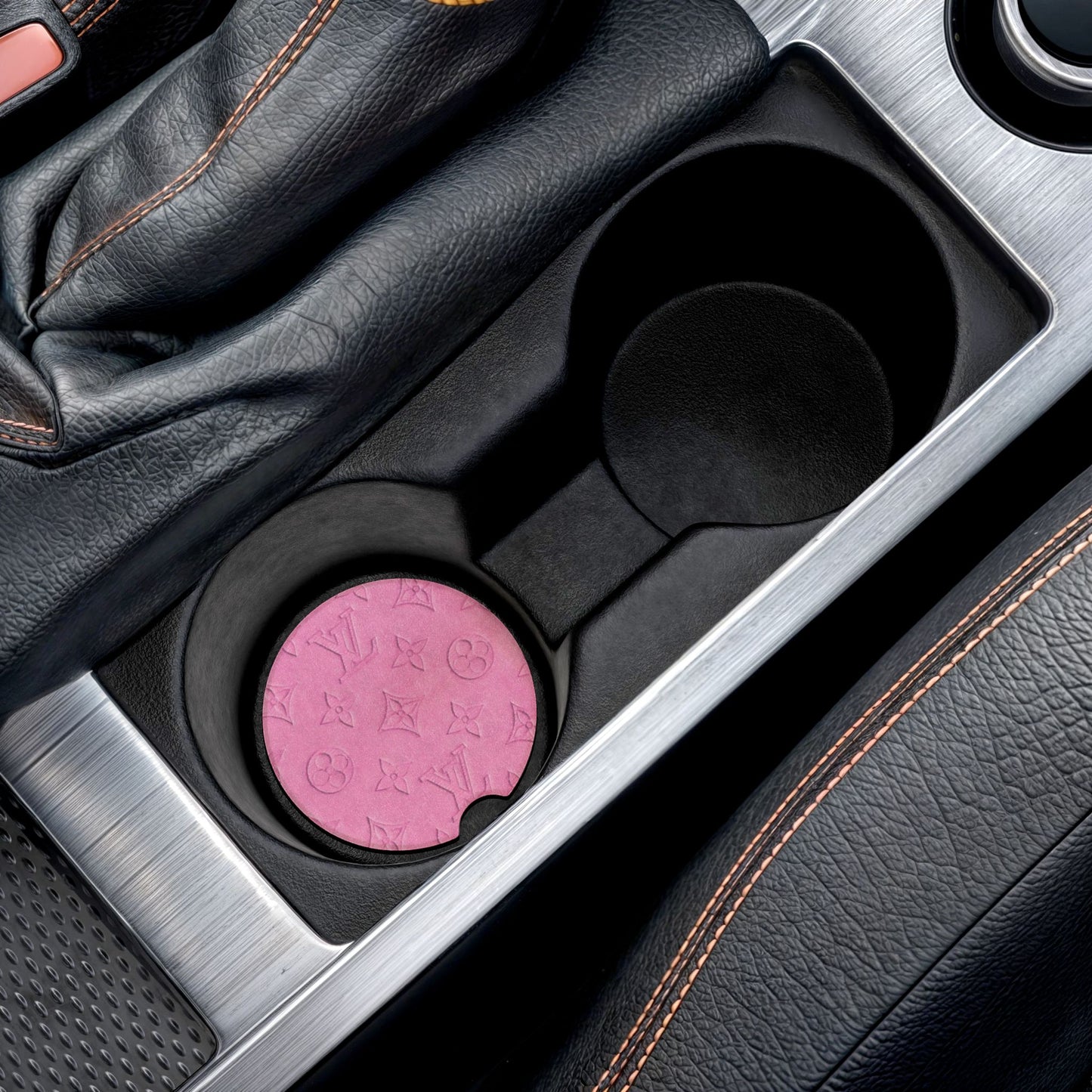 PINK MONOGRAM | Soapstone Car Coaster
