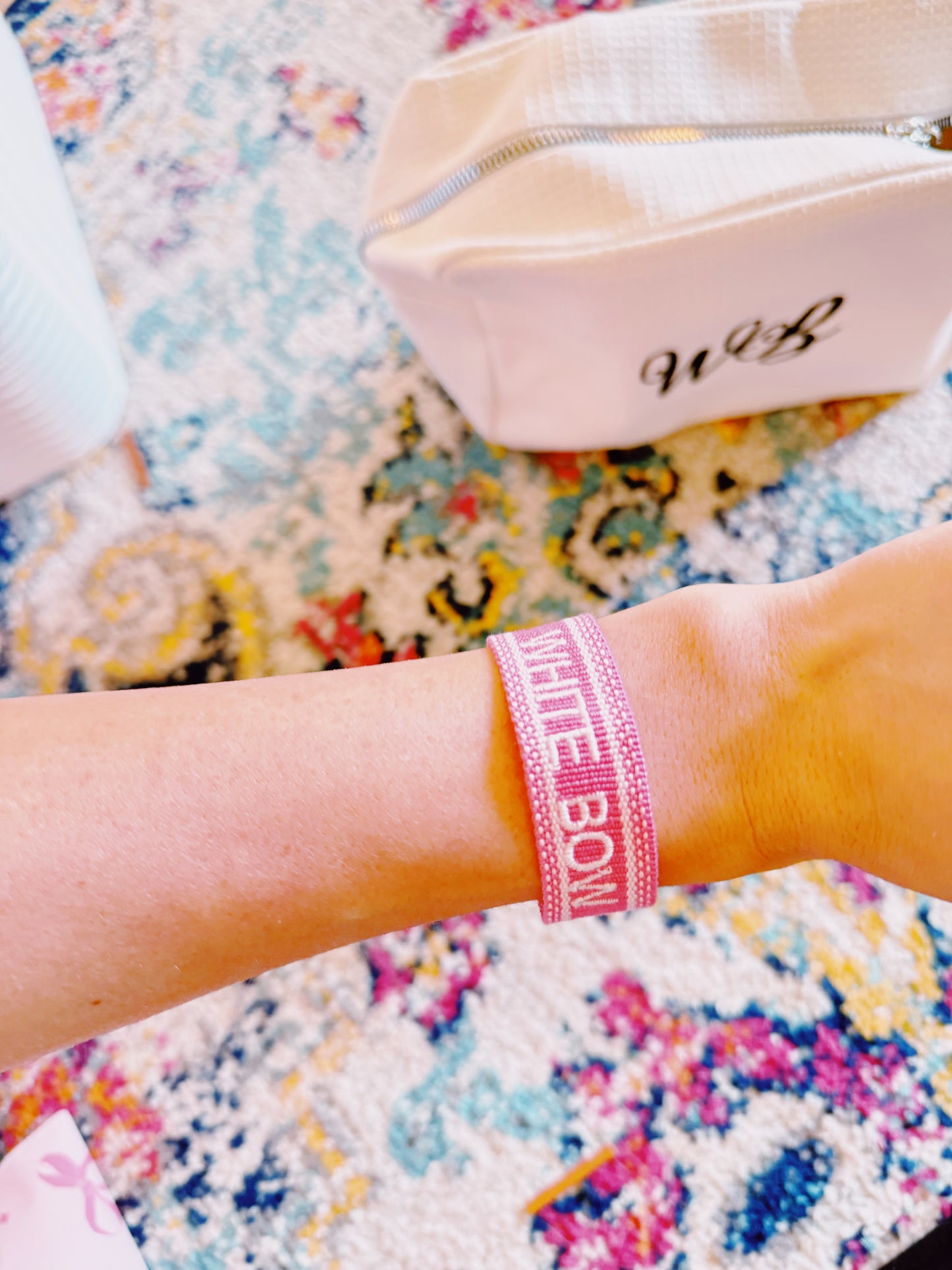 Hot Pink White Bow Bracelet