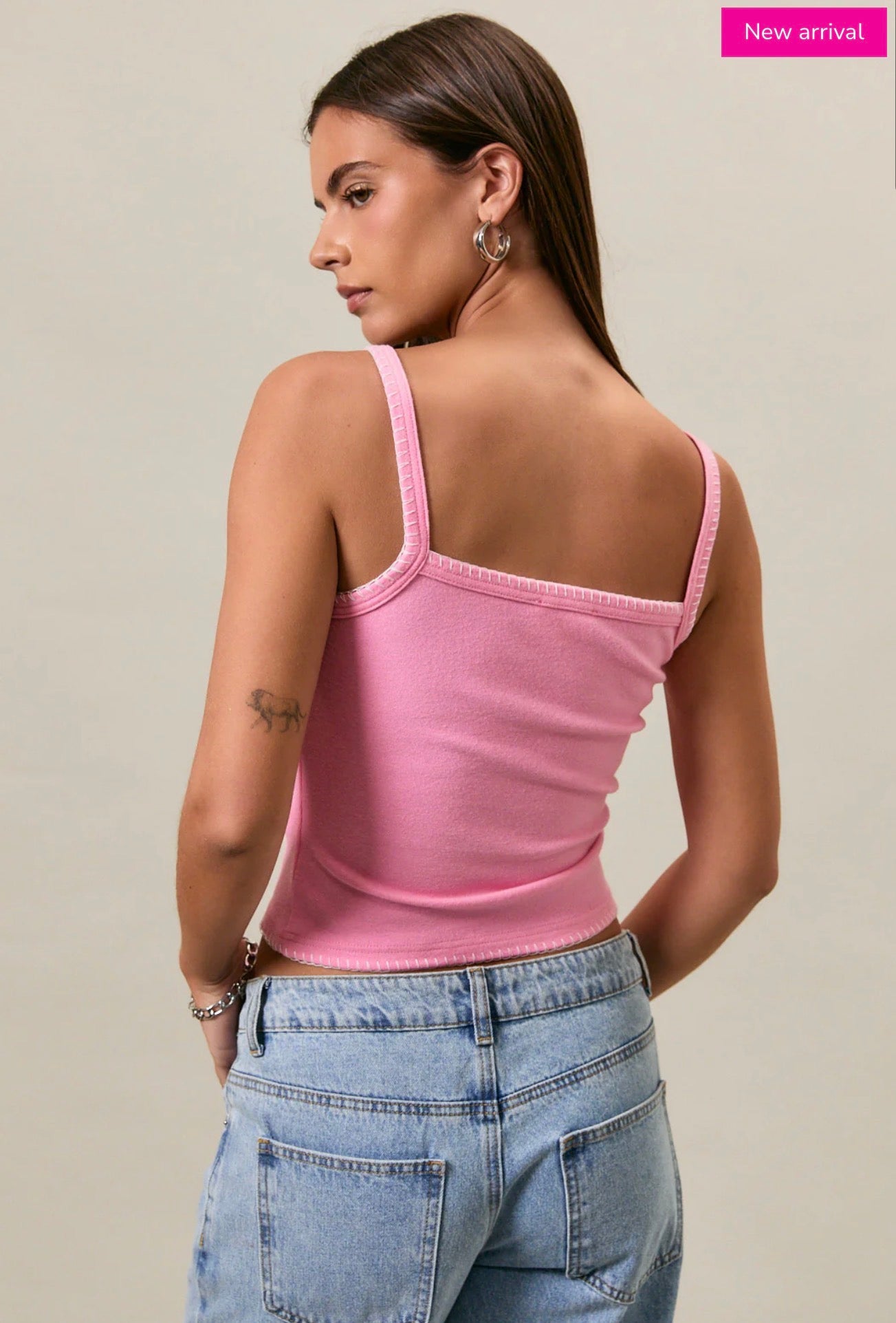 American Flag Patchwork Cropped Tank Top with Contrast Trim