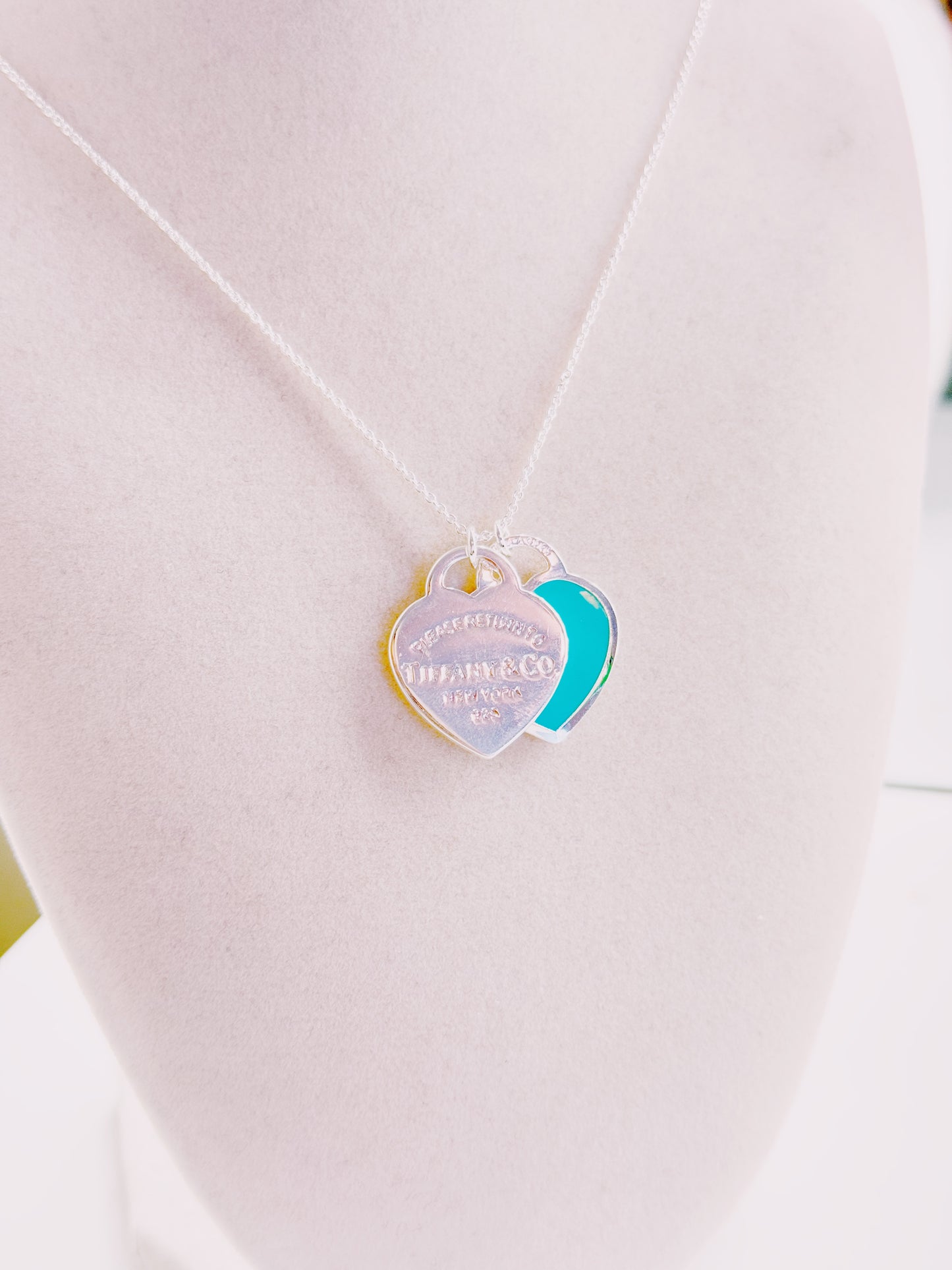 Blue Heart Necklace - Silver