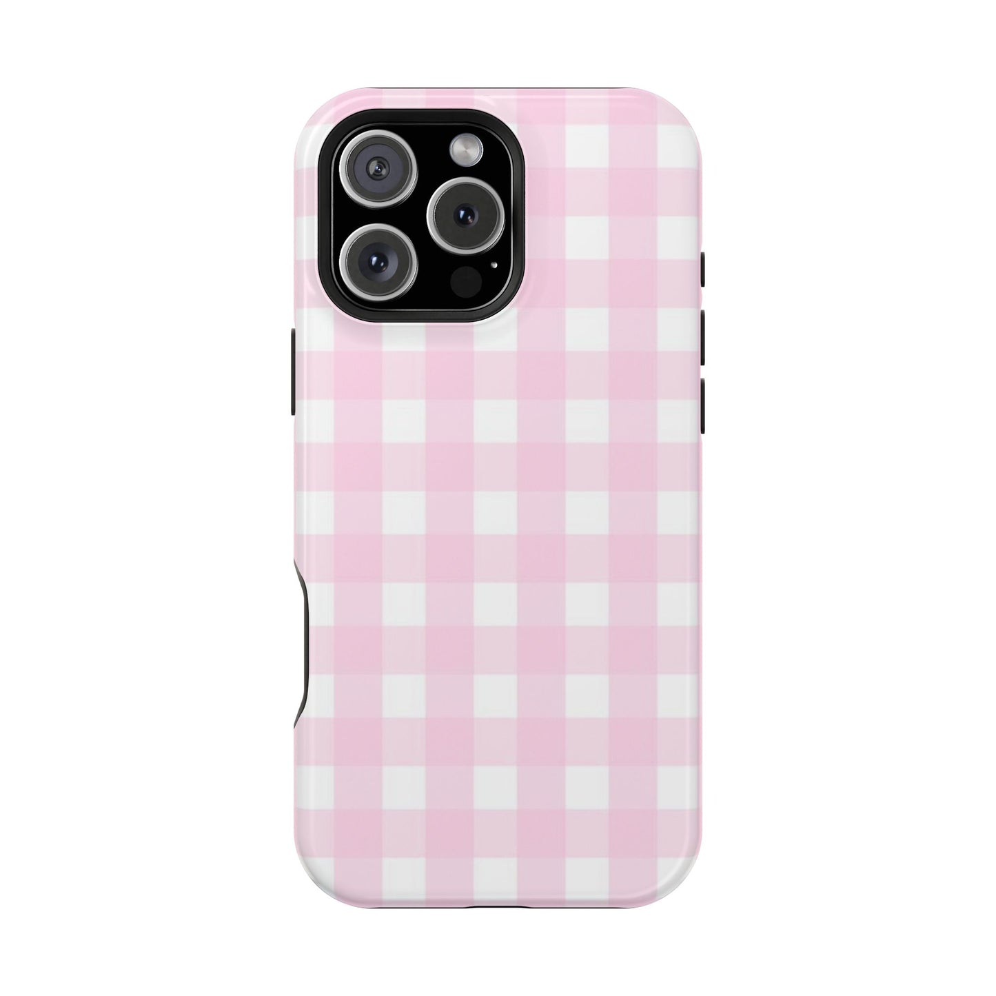 Pink Gingham Case - Impact-Resistant