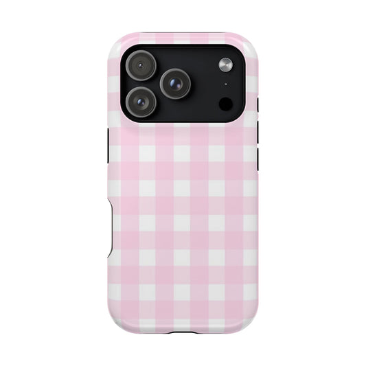 Pink Gingham Case - Impact-Resistant