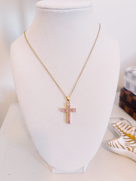 Pink Cross Necklace