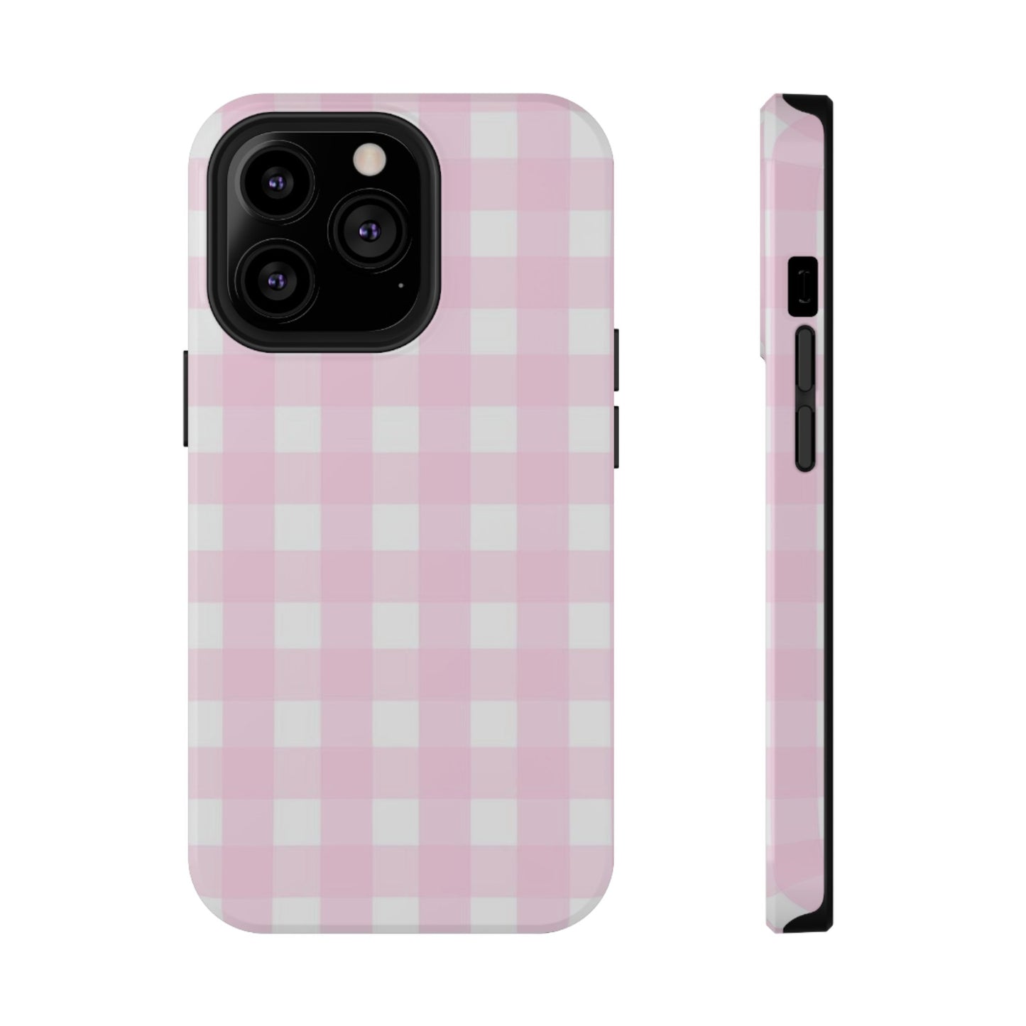 Pink Gingham Case - Impact-Resistant