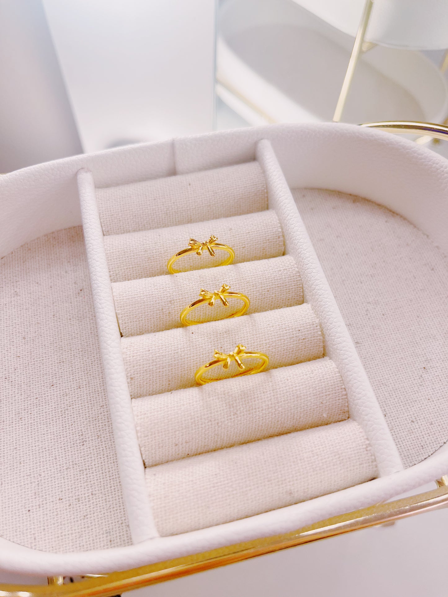 Dainty Classic White Bow Boutique Ring