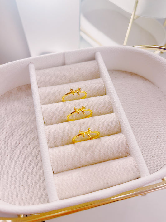 Dainty Classic White Bow Boutique Ring