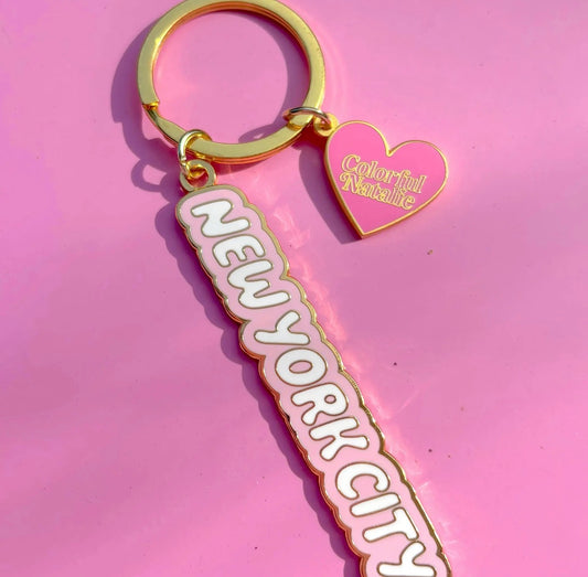 COLOR NATALIE NYC LIGHT PINK ENAMEL KEYCHAIN