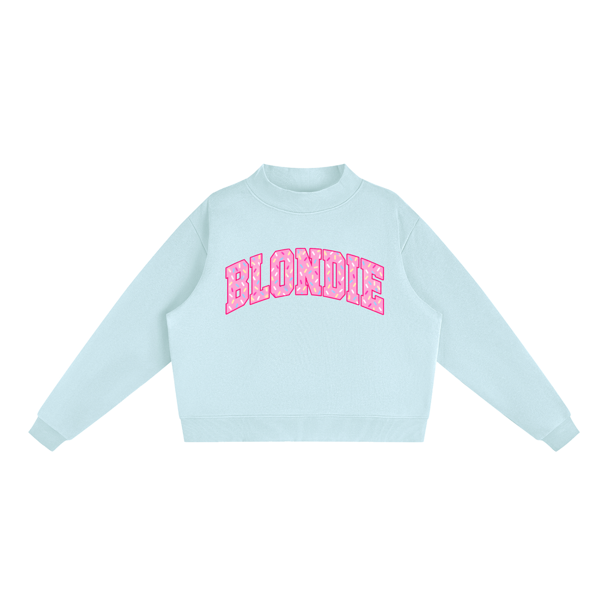 PINK SPRINKLE BLONDIE Fleece Mock-Neck Sweatshirt