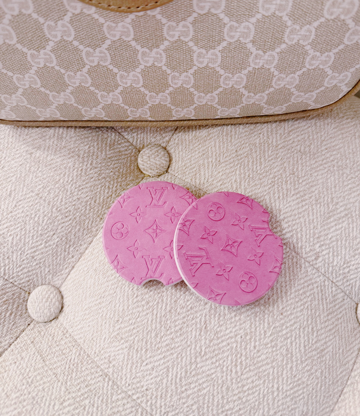 LOUIE PINK SOAPSTONE CAR CUP HOLDERS