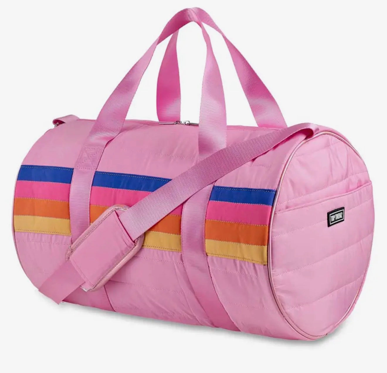 Pink Puffer Stripe Duffle Bag