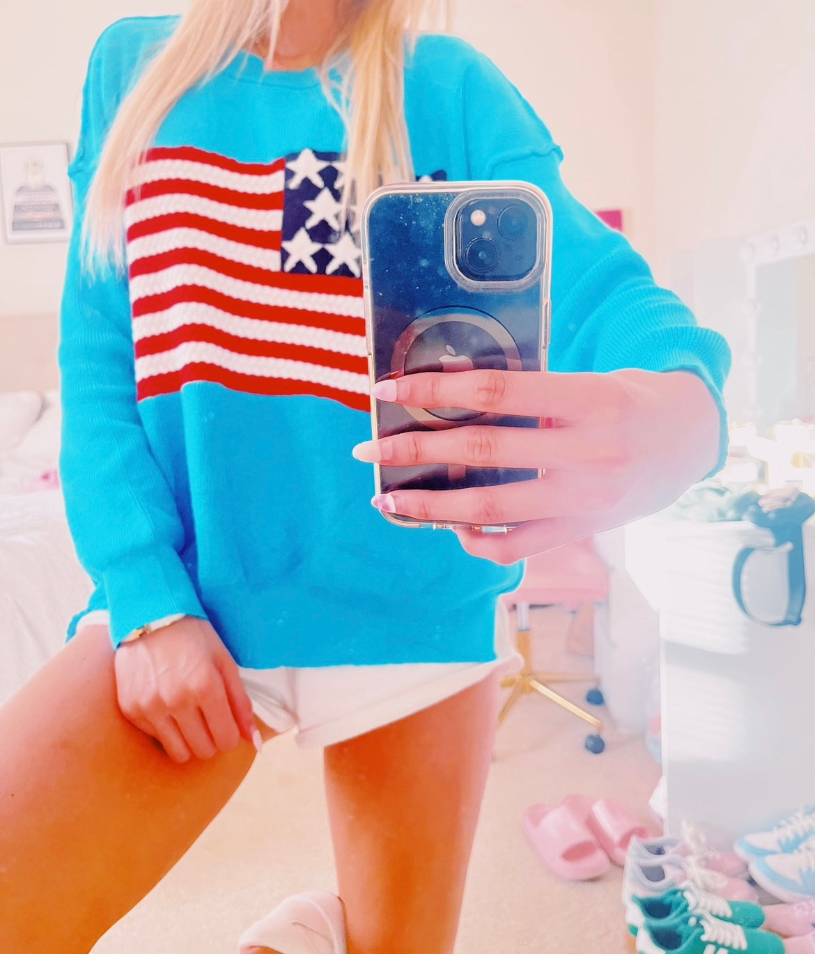 USA FLAG SWEATSHIRT - BLUE