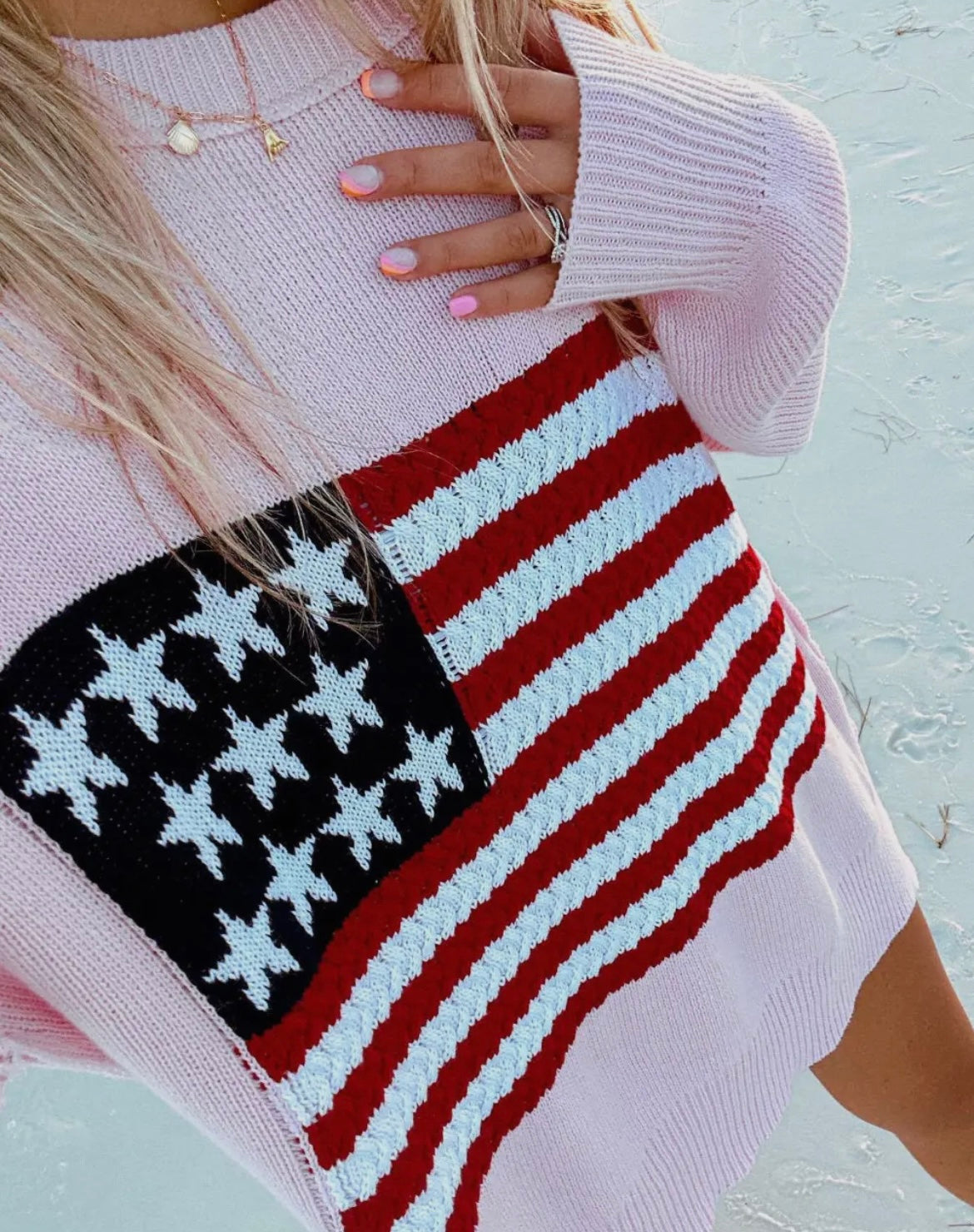USA FLAG SWEATSHIRT - PINK
