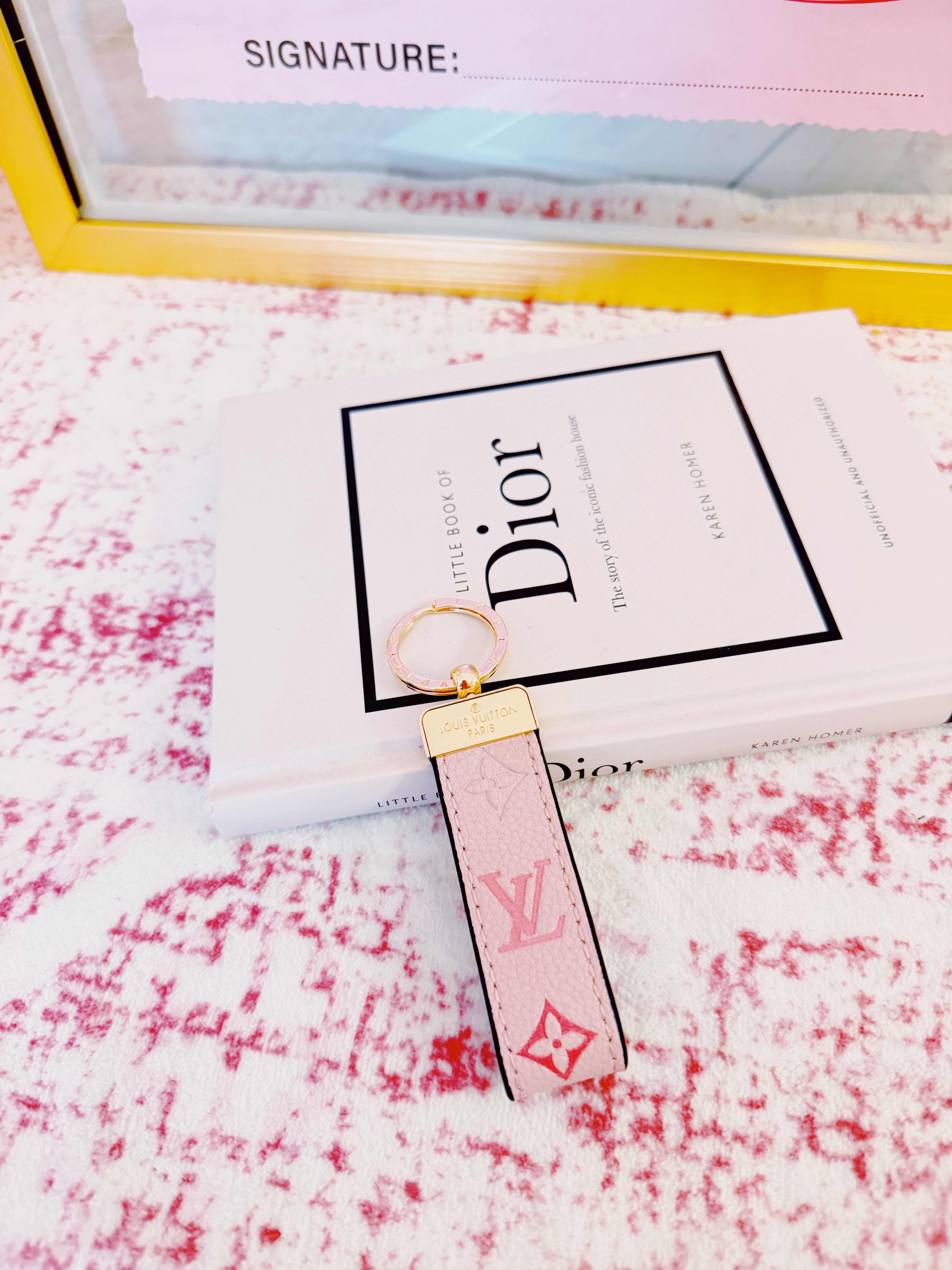 Pink Keychain – White Bow