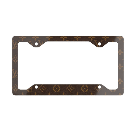 Brown Monogram Metal License Plate Frame