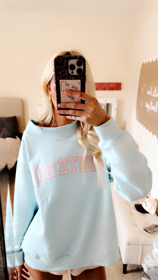 White Bow Embroidered Mock Neck