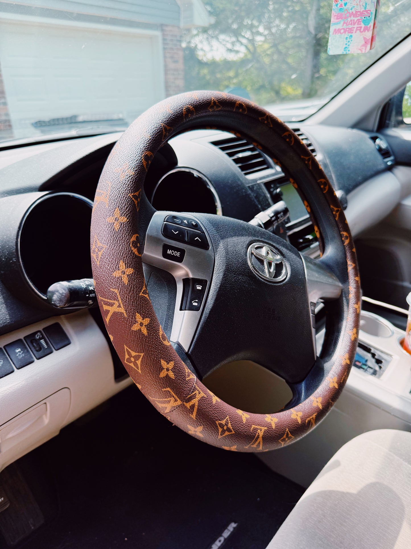 Signature Brown Monogram Steering Wheel Cover - UNIVERSAL FIT
