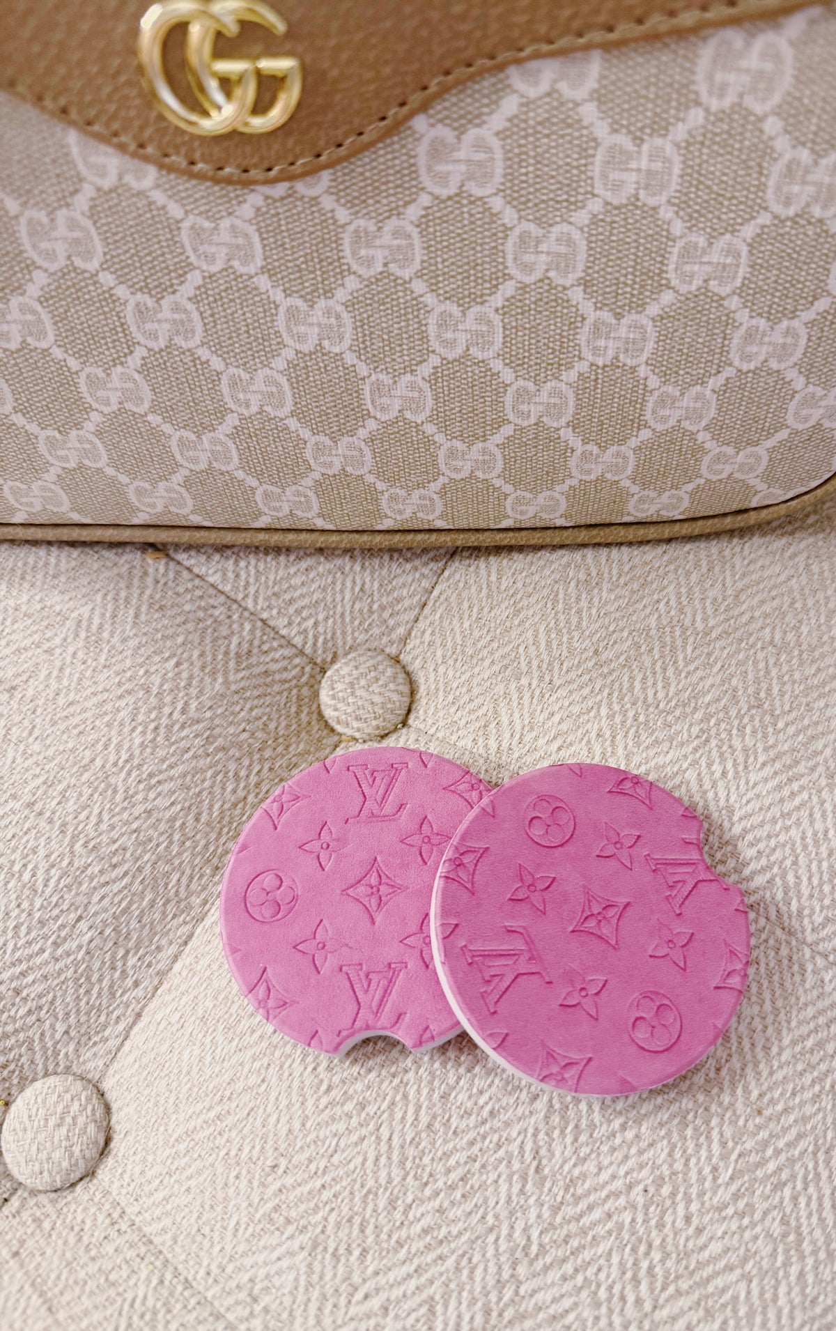 LOUIE PINK SOAPSTONE CAR CUP HOLDERS