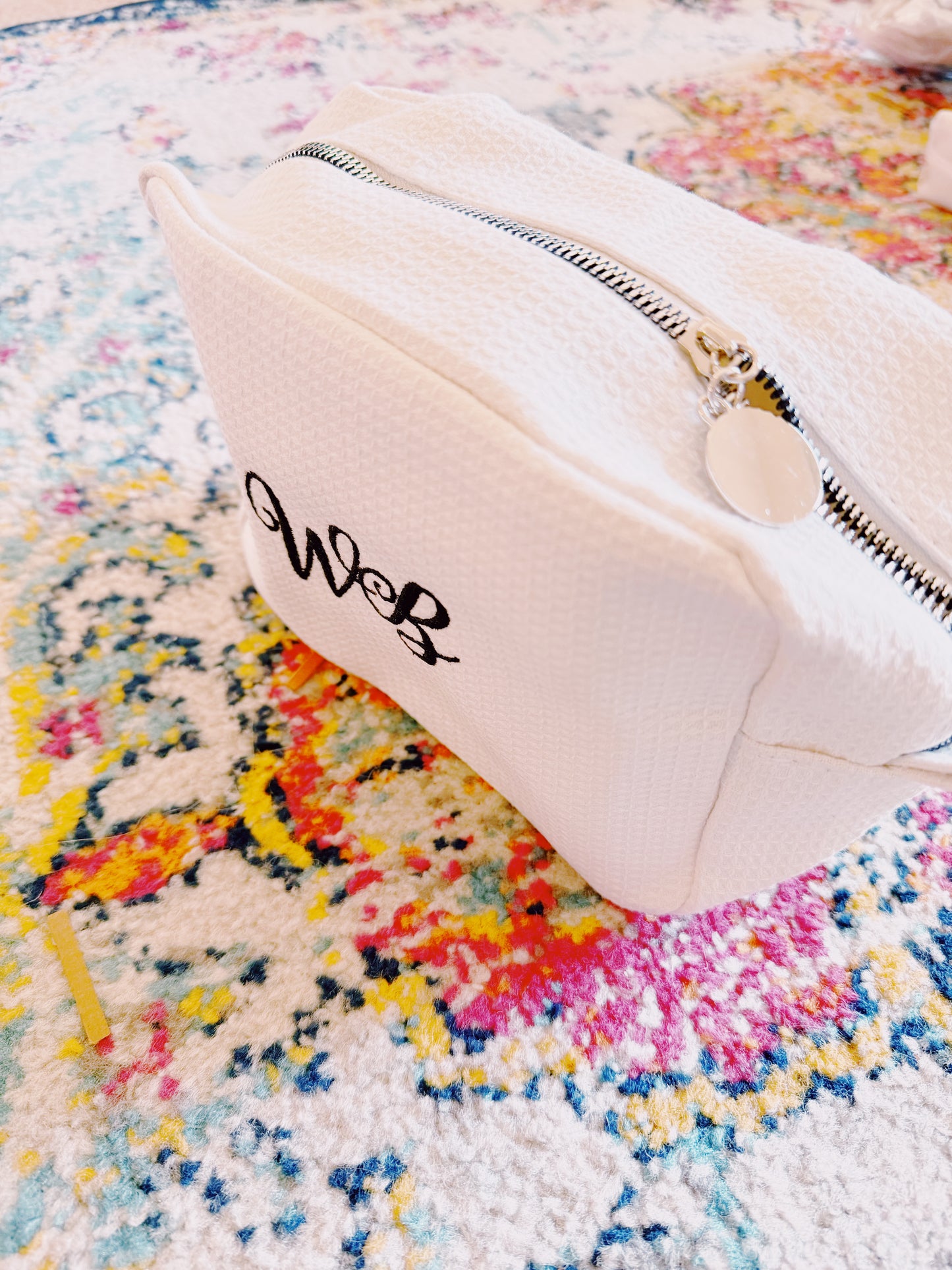 Signature White Bow Makeup Bag