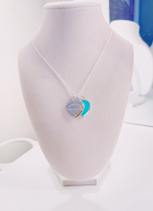 Blue Heart Necklace - Silver