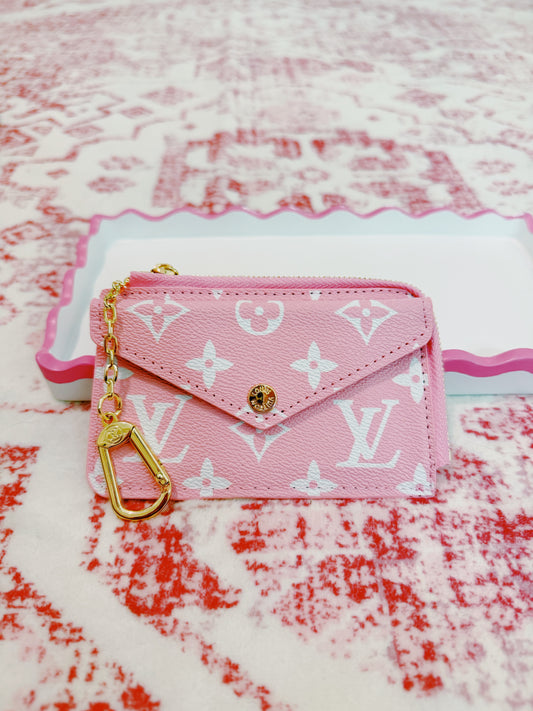 Pink Monogram Card Holder