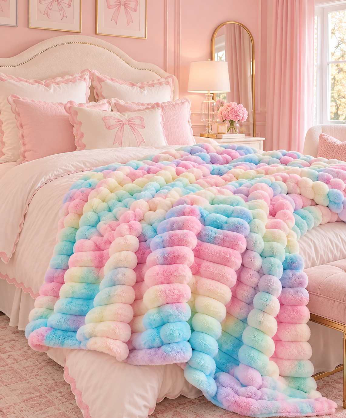Daydream Faux Fur Warm Plush Throw — Tie Dye Color