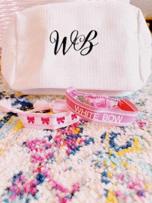 Hot Pink White Bow Bracelet