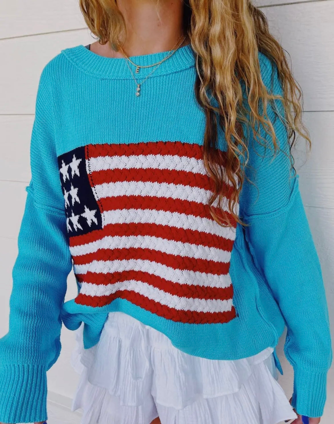 USA FLAG SWEATSHIRT - BLUE