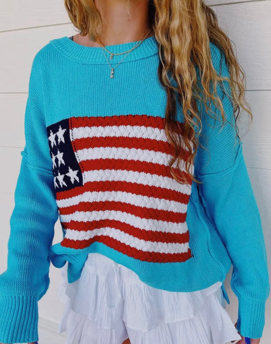 USA FLAG SWEATSHIRT - BLUE
