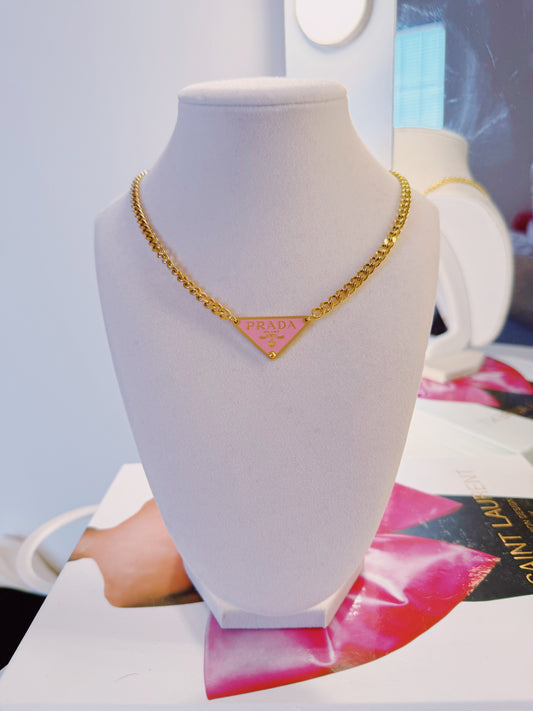 Paisley Necklace (Thick Chain) - Pink