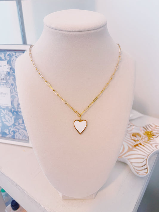 White Heart Necklace