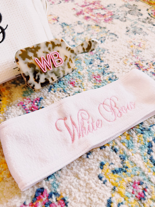 White Bow Skincare Headband In White