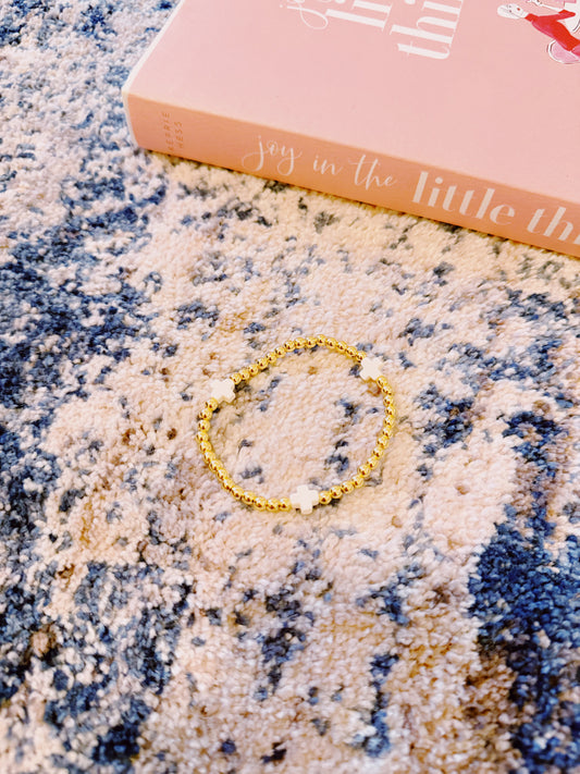 White Evie Bracelet - Gold