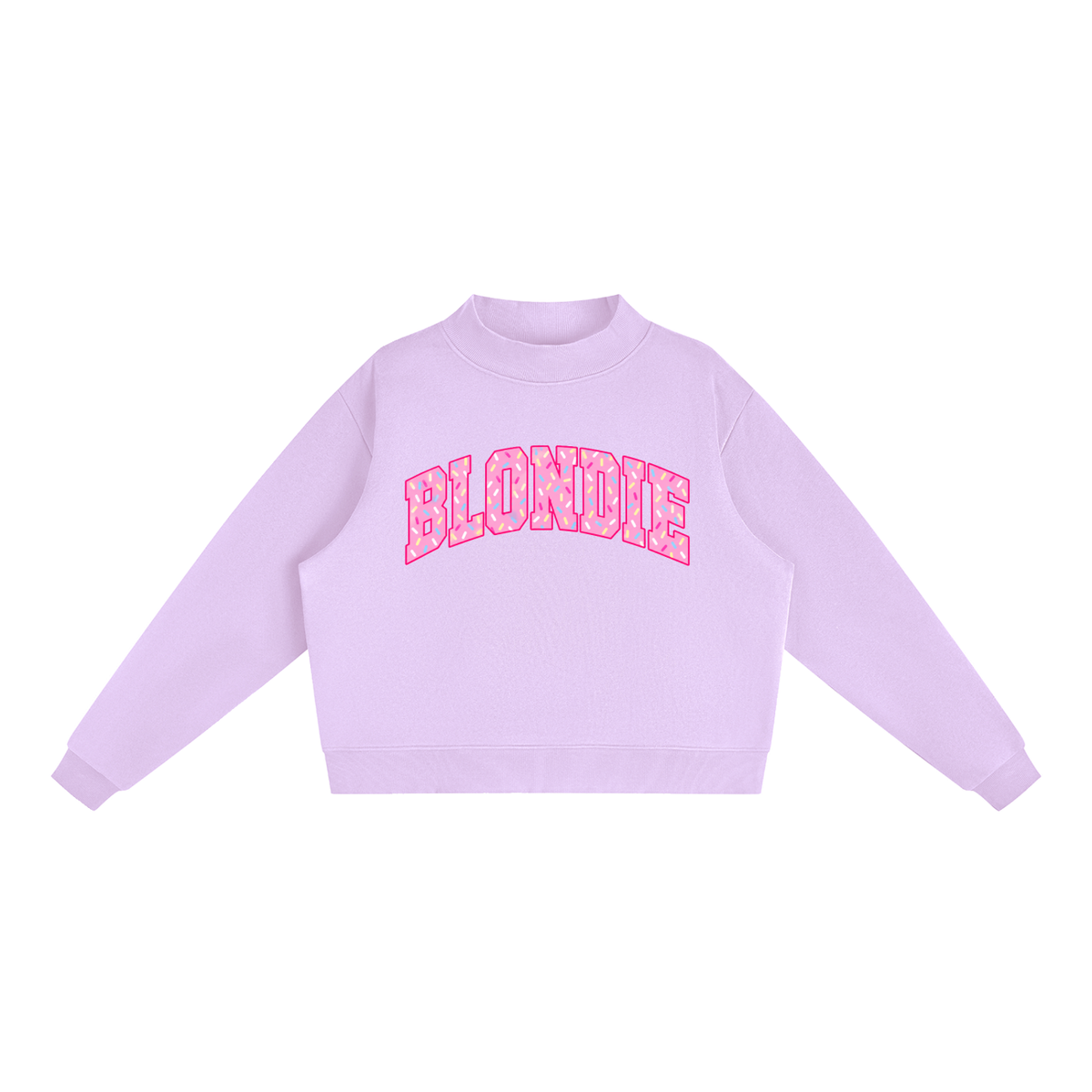 PINK SPRINKLE BLONDIE Fleece Mock-Neck Sweatshirt