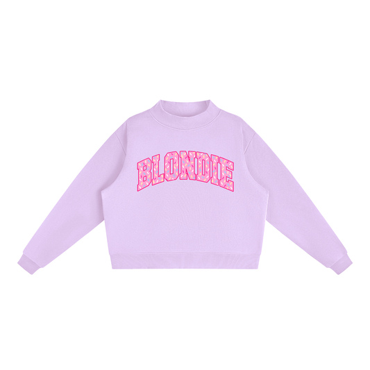 PINK SPRINKLE BLONDIE Fleece Mock-Neck Sweatshirt