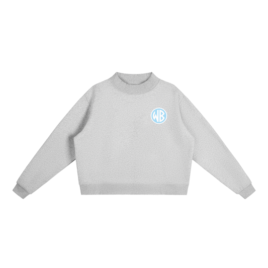 Signature Monogram WB Essential Fleece Mock-Neck Crew Sweatshirt