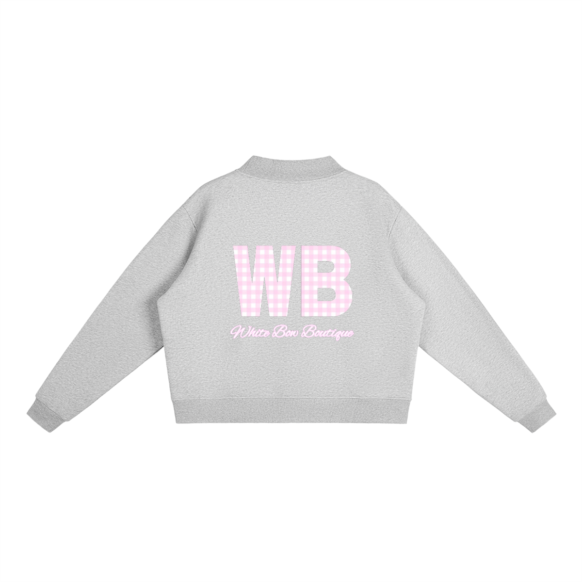 Gingham Pink White Bow Fleece Mock-Neck